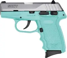 SCCY Industries CPX-4 .380 ACP Pistol with Safety, Stainless Steel/SCCY Blue, 2.96" Barrel, 10 Rounds, 2 Mags