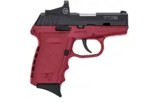 SCCY Industries CPX-2 9MM 3.1" Barrel, Black Nitride Stainless Steel Slide, Crimson Red Polymer Grip, 10RD with CTS-1500 Red Dot