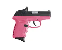 SCCY Industries CPX-2 9MM Black Nitride Stainless Steel Slide Pistol with Pink Polymer Grip and Crimson Trace Red Dot, 10 Round Capacity