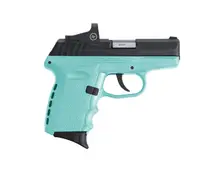 SCCY Industries CPX-2 RD 9mm Pistol with 3.1" Barrel, Black Slide, Robin Egg Blue Polymer Frame/Grip, and CTS-1500 Reflex Sight, 10 Round