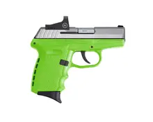 SCCY Industries CPX-2 9MM Stainless Steel Slide with Lime Polymer Grip and CTS-1500 Red Dot