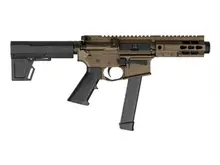 Brigade Manufacturing BM-9 9mm 5.5" Bronze AR-15 Pistol with SBA3 Tactical Brace, 30rd Magazine, 5" Rail, A2 Flash Hider, Cerakote Armor Black