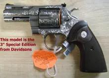 Colt Python Engraved 3" .357 Magnum Stainless Steel 6-Round Revolver
