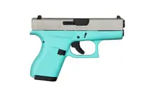 Glock 42 Apollo Custom .380 ACP 6RD with Robin's Egg Blue Grip and Stainless Slide (ACG-00814)