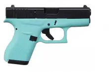 Glock G42 380 Auto ACP 3.26in Elite Black Cerakote - Robin's Egg Blue - 6+1 Rounds Pistol
