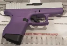 Glock 43 USA 9MM Subcompact Pistol with Purple Frame 6-RD ACG-00853