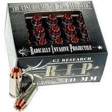 G2 RESEARCH R.I.P. AMMO 10MM AUTO COPPER HOLLOW POINT, 115 GRAIN, 1220 FPS, 20 ROUND BOX, RIP 10MM