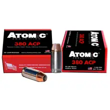 Atomic Ammunition .380 ACP 90 Grain Hollow Point Precision Craft Pistol Ammo, 20/Box