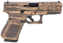 Glock G19 Gen5 Compact 9mm, 4.02" Barrel, Battle Worn Flag Cerakote, Steel Slide with Front Serrations, Interchangeable Backstraps Grip, Fixed Sights, 15 Rounds