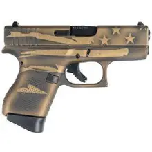 Glock 43 9MM Bronze Battle Worn Flag, 3.41" Barrel with (2) 6-RD Magazines, US Made UI4350204-BBBWFLAG