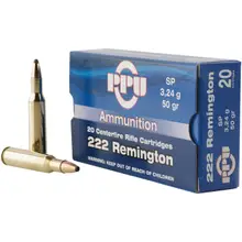 Prvi Partizan PPU Standard .222 Remington 50 Grain Soft Point Ammunition, 20 Rounds