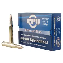 Prvi Partizan PPU 30-06 Springfield 165 Grain Pointed Soft Point Boat-Tail Ammo, 2800 FPS, Case of 200 Rounds