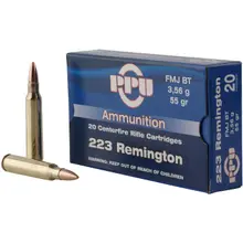 Prvi Partizan .223 Remington 55 Grain FMJBT Bullet Standard Rifle Ammunition, 3240 FPS, 20 Rounds - PP223F1