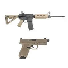 PSA PA-15 16" Nitride M4 Carbine 5.56 NATO MOE Rifle & PSA Dagger Compact 9mm Pistol, FDE
